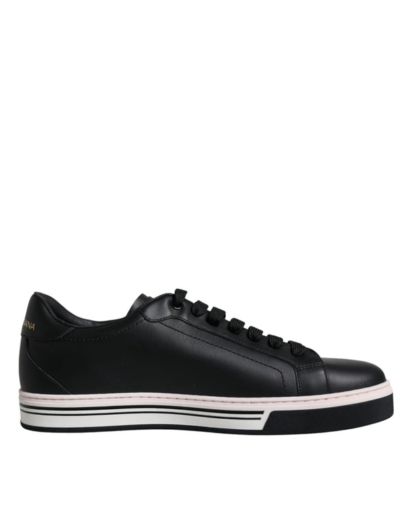Schwarz Leder Low Top Männer Turnschuhe Schuhe
