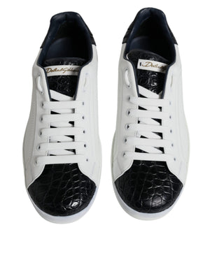 Weißes Leder Logo Portofino Sneaker Schuhe