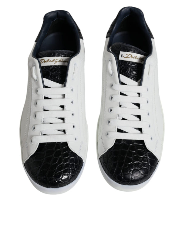Weißes Leder Logo Portofino Sneaker Schuhe