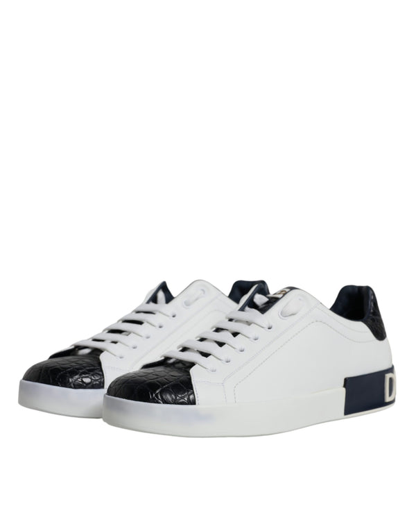 Weißes Leder Logo Portofino Sneaker Schuhe