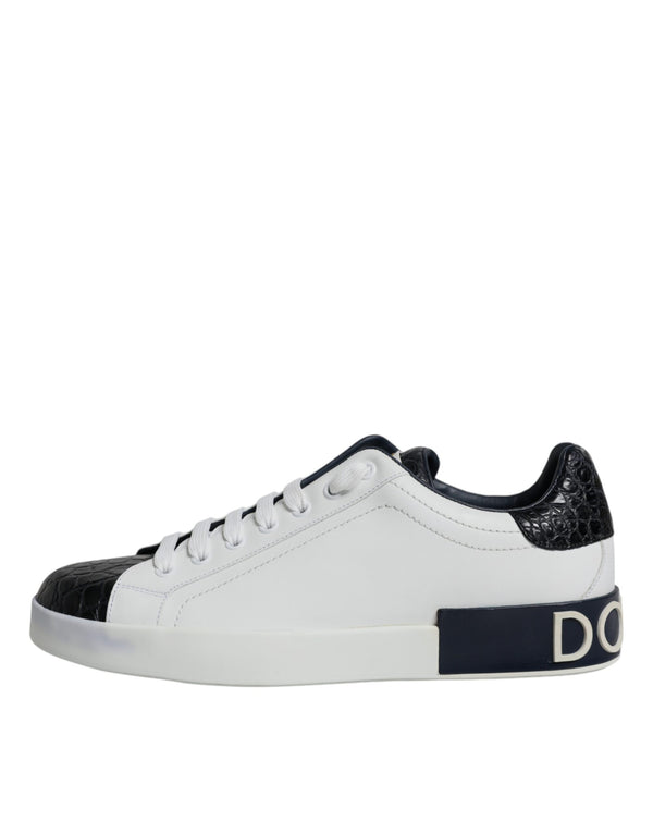 Weißes Leder Logo Portofino Sneaker Schuhe