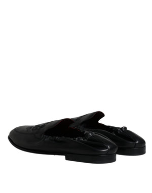 Schwarzes Logo besticktes Leder Loafer Männer Kleid Schuhe