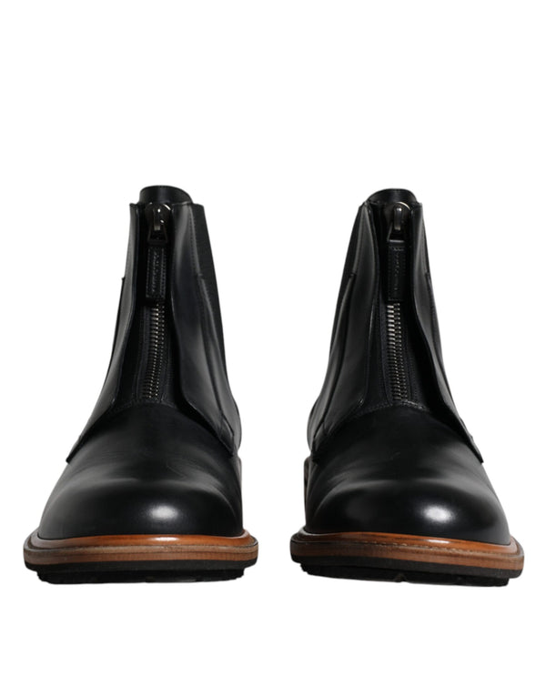 Schwarz Leder Chelsea Mid Calf Männer Stiefel Schuhe