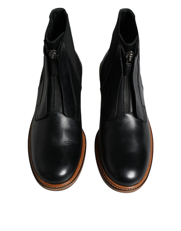 Schwarz Leder Chelsea Mid Calf Männer Stiefel Schuhe