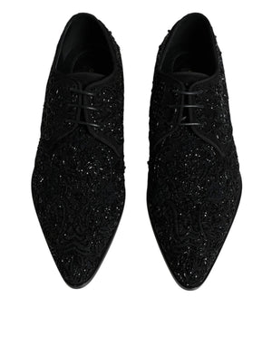 Schwarze verschönerte Wildleder Derby Formelle Schuhe