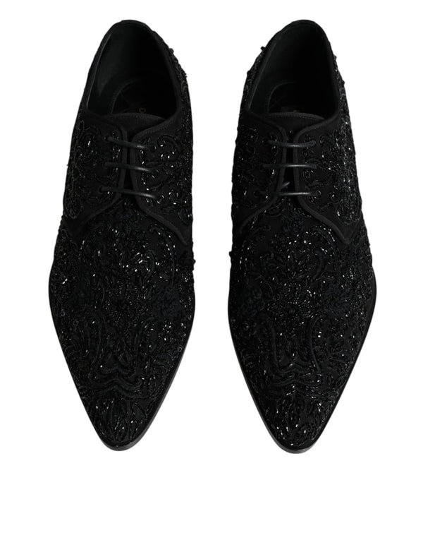 Schwarze verschönerte Wildleder Derby Formelle Schuhe