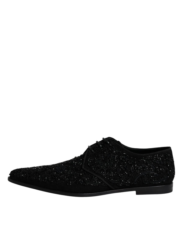Schwarze verschönerte Wildleder Derby Formelle Schuhe