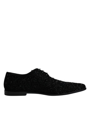 Schwarze verschönerte Wildleder Derby Formelle Schuhe