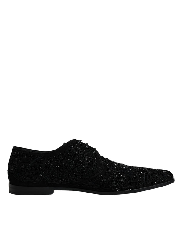 Schwarze verschönerte Wildleder Derby Formelle Schuhe