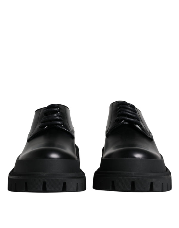 Schwarze Leder-Schnürschuhe für Trekking-Anzüge