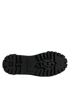 Schwarze Leder-Schnürschuhe für Trekking-Anzüge