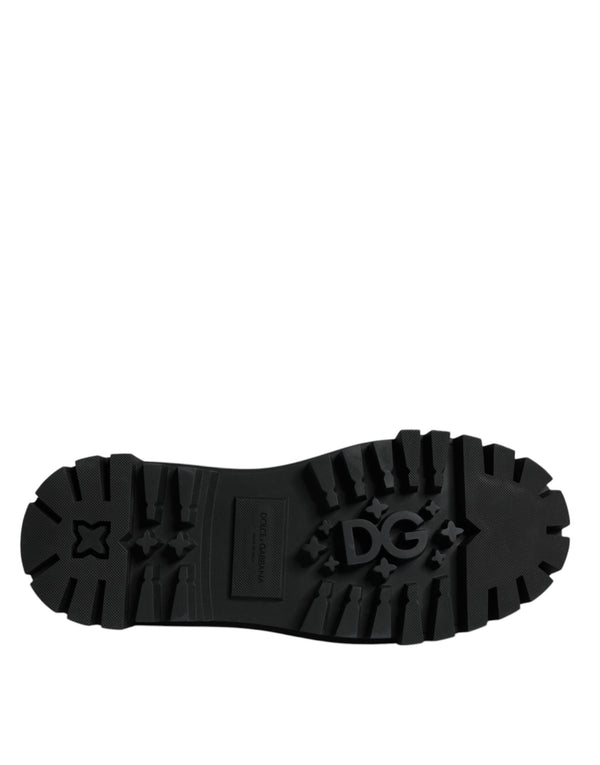 Schwarze Leder-Schnürschuhe für Trekking-Anzüge