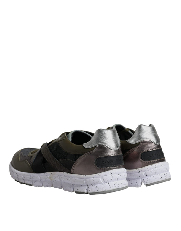 Multicolor Canvas Leather Low Top Sneaker Shoes