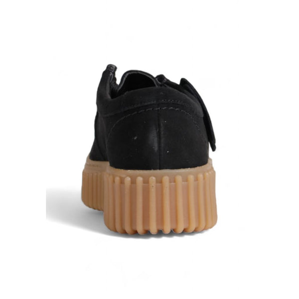 Schwarze Wildleder-Plateau-Pumps
