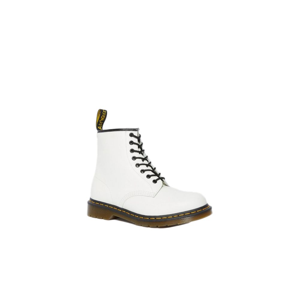 Weiße Leder-Schnürstiefel
