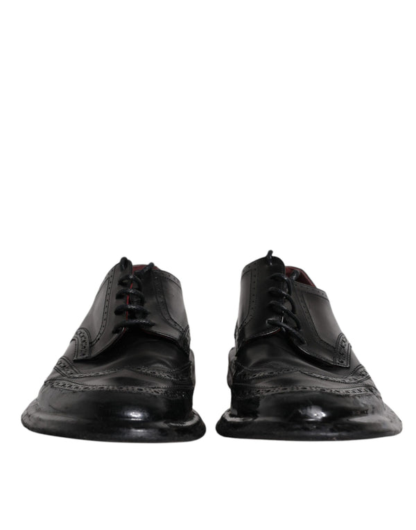 Schwarze Leder Derby Wingtip Formelle Schuhe