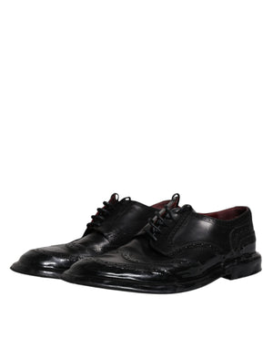Schwarze Leder Derby Wingtip Formelle Schuhe