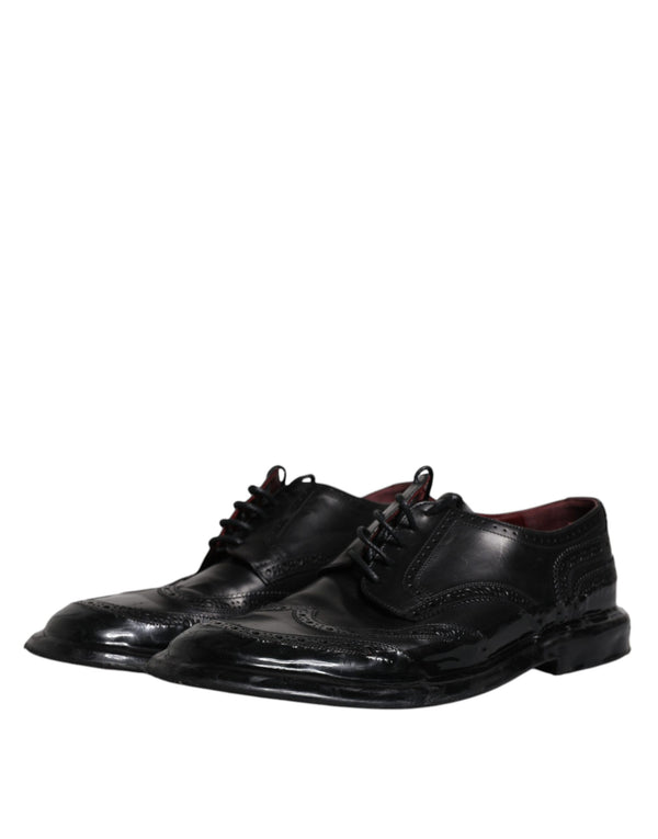 Schwarze Leder Derby Wingtip Formelle Schuhe