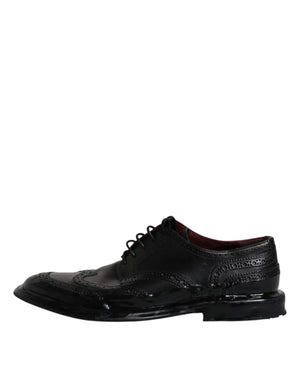 Schwarze Leder Derby Wingtip Formelle Schuhe