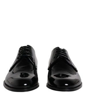 Schwarze Lackleder Derby-Schuhe für formelle Anlässe