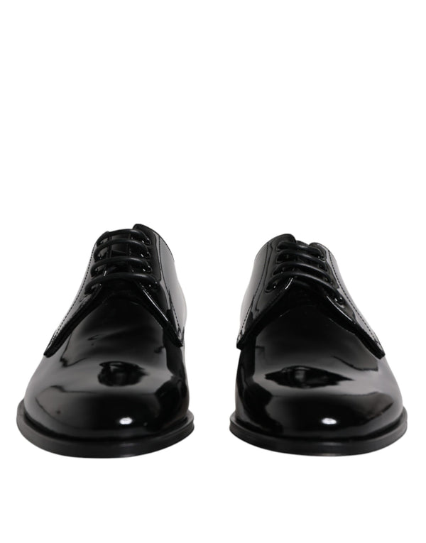 Schwarze Lackleder Derby-Schuhe für formelle Anlässe