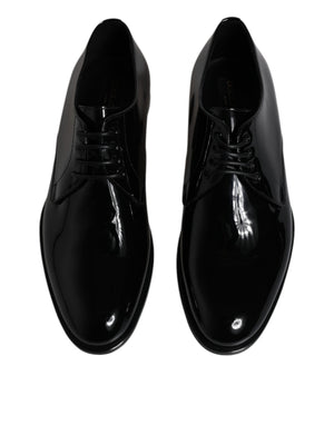 Schwarze Lackleder Derby-Schuhe für formelle Anlässe