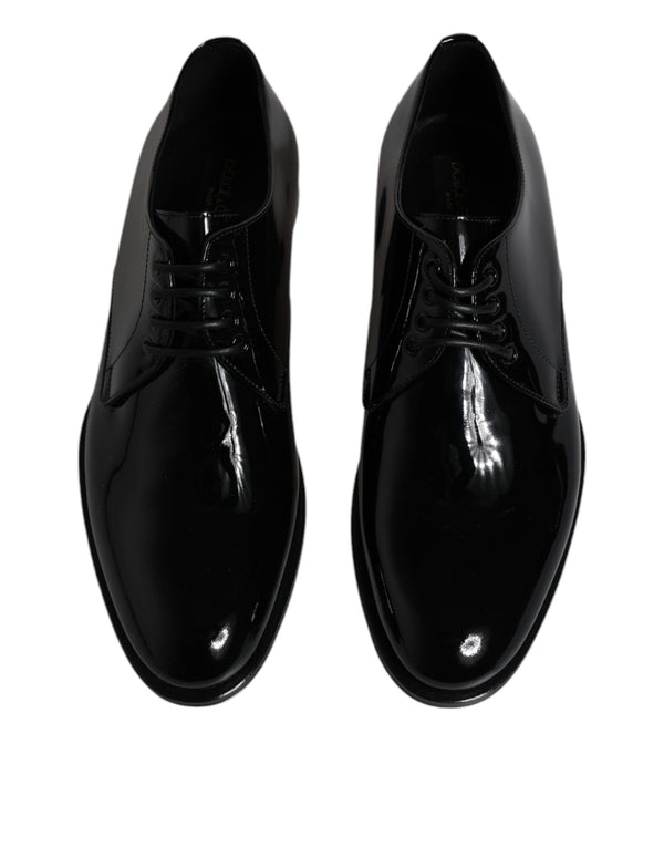 Schwarze Lackleder Derby-Schuhe für formelle Anlässe