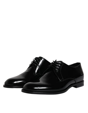 Schwarze Lackleder Derby-Schuhe für formelle Anlässe