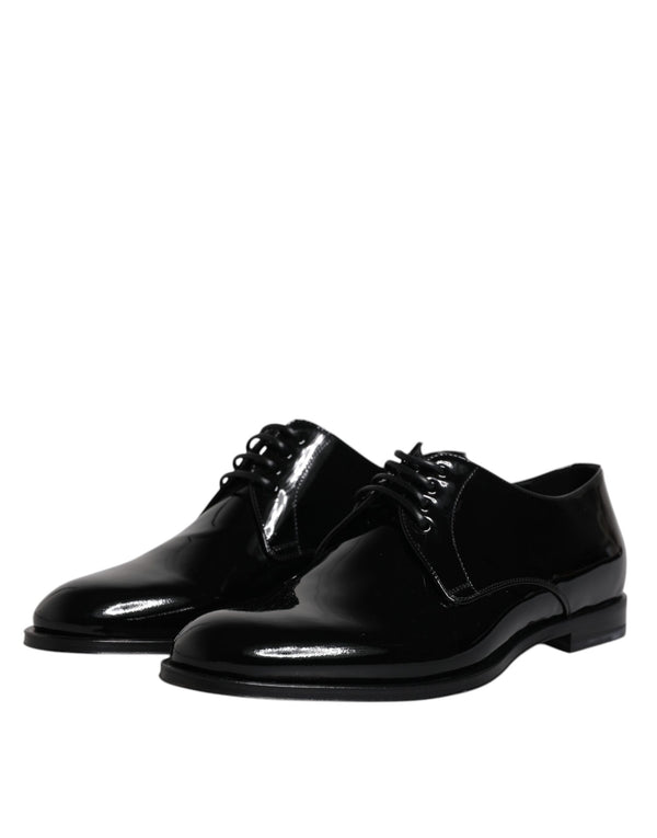 Schwarze Lackleder Derby-Schuhe für formelle Anlässe
