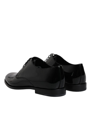 Schwarze Lackleder Derby-Schuhe für formelle Anlässe
