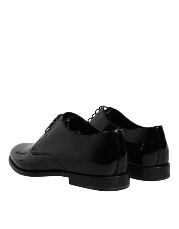 Schwarze Lackleder Derby-Schuhe für formelle Anlässe