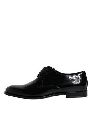 Schwarze Lackleder Derby-Schuhe für formelle Anlässe