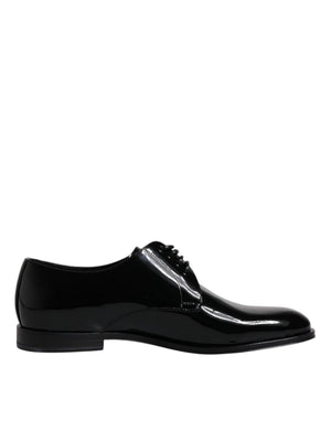 Schwarze Lackleder Derby-Schuhe für formelle Anlässe