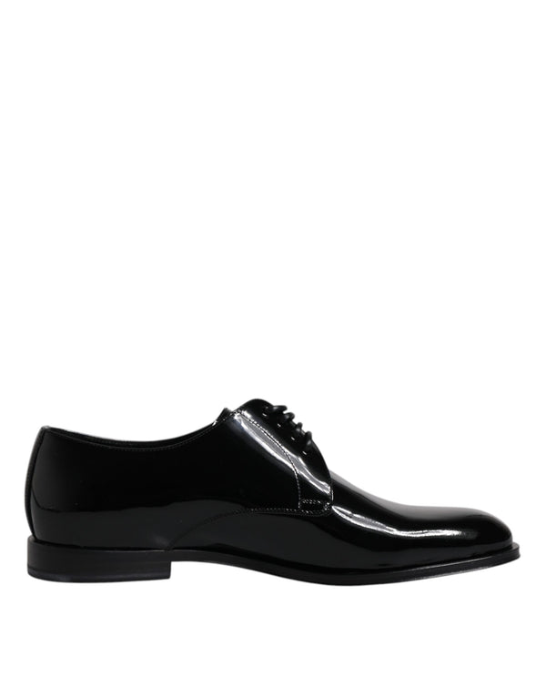 Schwarze Lackleder Derby-Schuhe für formelle Anlässe