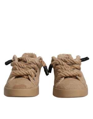 Braun Jute Stoff Low Top Männer Turnschuhe Schuhe