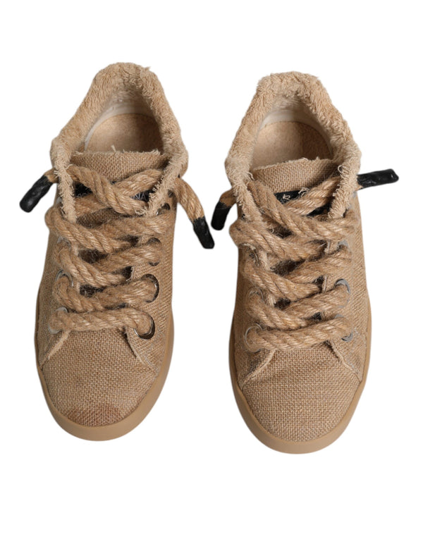 Braun Jute Stoff Low Top Männer Turnschuhe Schuhe