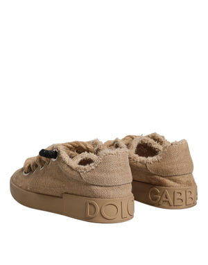 Braun Jute Stoff Low Top Männer Turnschuhe Schuhe