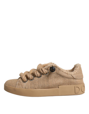 Braun Jute Stoff Low Top Männer Turnschuhe Schuhe