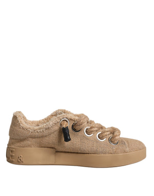 Braun Jute Stoff Low Top Männer Turnschuhe Schuhe