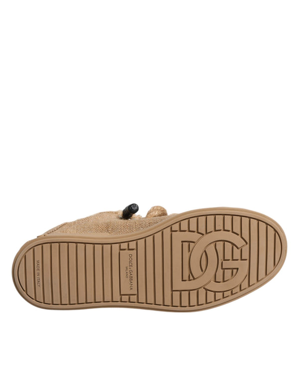 Braun Jute Stoff Low Top Männer Turnschuhe Schuhe