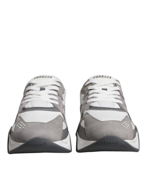 Grau Leder Neopren Chunky Low Top Squalo Turnschuhe Schuhe
