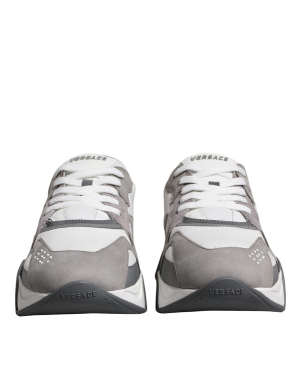 Grau Leder Neopren Chunky Low Top Squalo Turnschuhe Schuhe