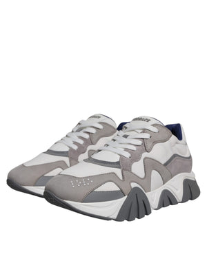 Grau Leder Neopren Chunky Low Top Squalo Turnschuhe Schuhe