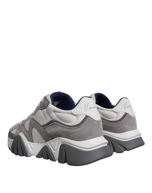 Grau Leder Neopren Chunky Low Top Squalo Turnschuhe Schuhe