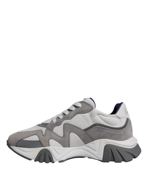 Grau Leder Neopren Chunky Low Top Squalo Turnschuhe Schuhe