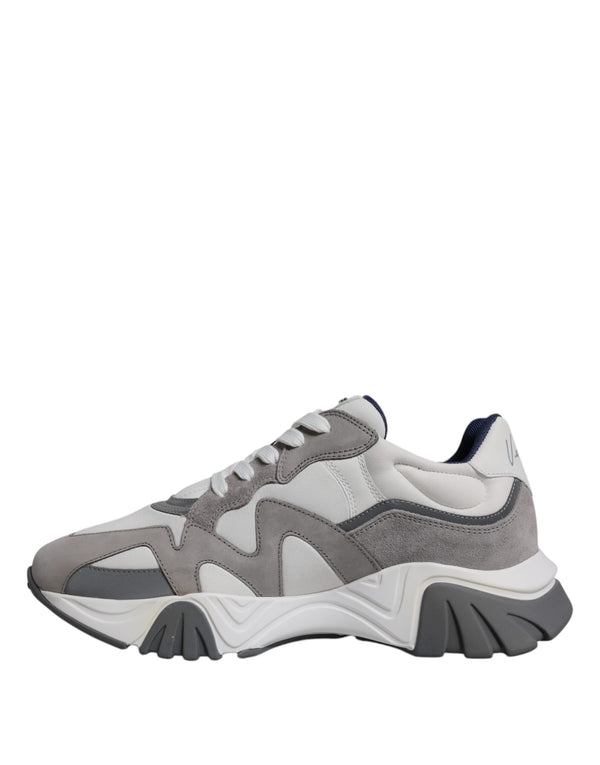 Grau Leder Neopren Chunky Low Top Squalo Turnschuhe Schuhe