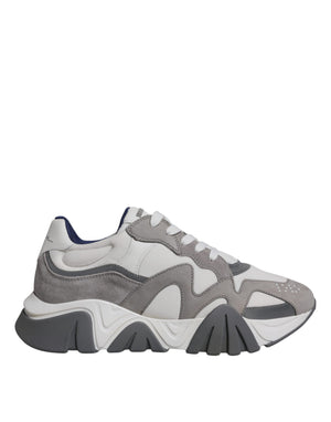 Grau Leder Neopren Chunky Low Top Squalo Turnschuhe Schuhe