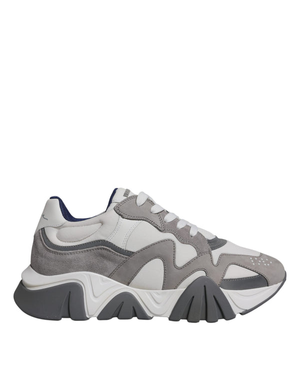 Grau Leder Neopren Chunky Low Top Squalo Turnschuhe Schuhe
