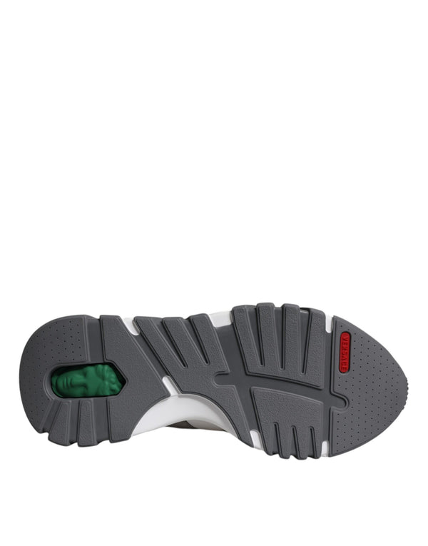 Grau Leder Neopren Chunky Low Top Squalo Turnschuhe Schuhe