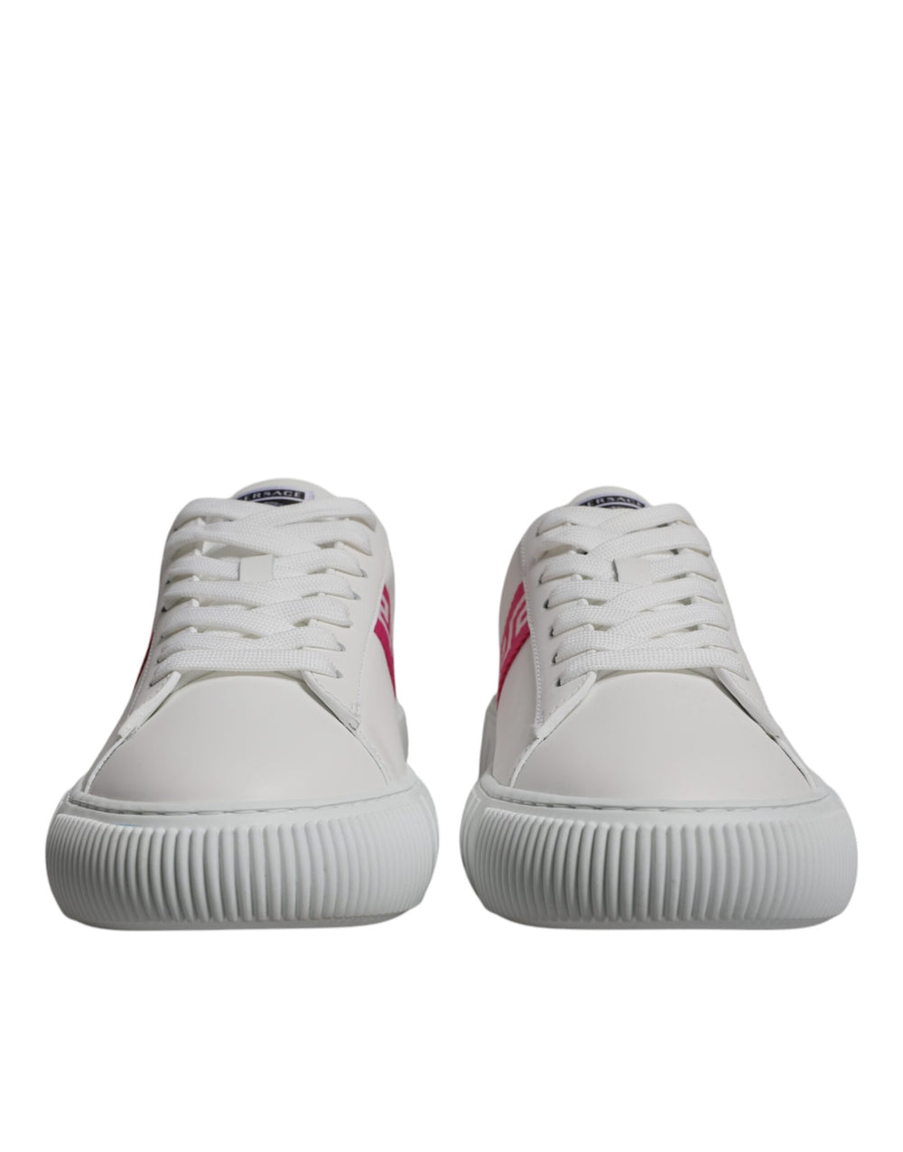 Weiß Rosa Greca Drucken Plattform Low Top Turnschuhe Schuhe